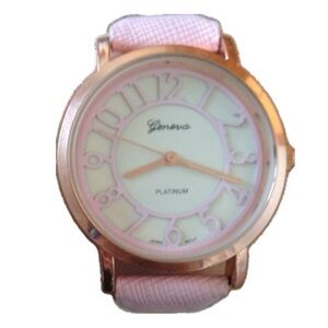 Geneva Platimum Rose Gold Watch with Pink Strap